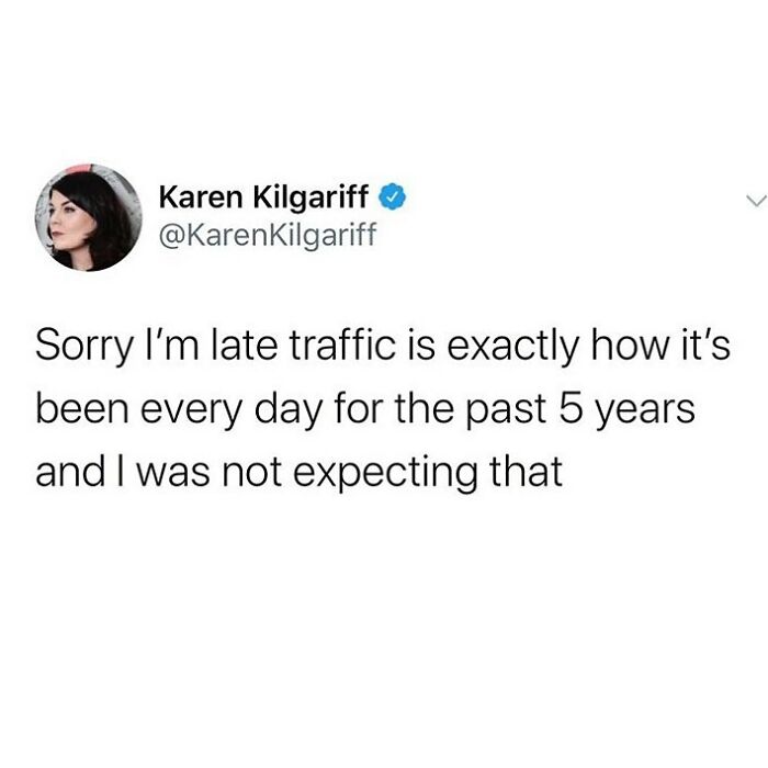 Tweet joke about daily traffic being expected for five years