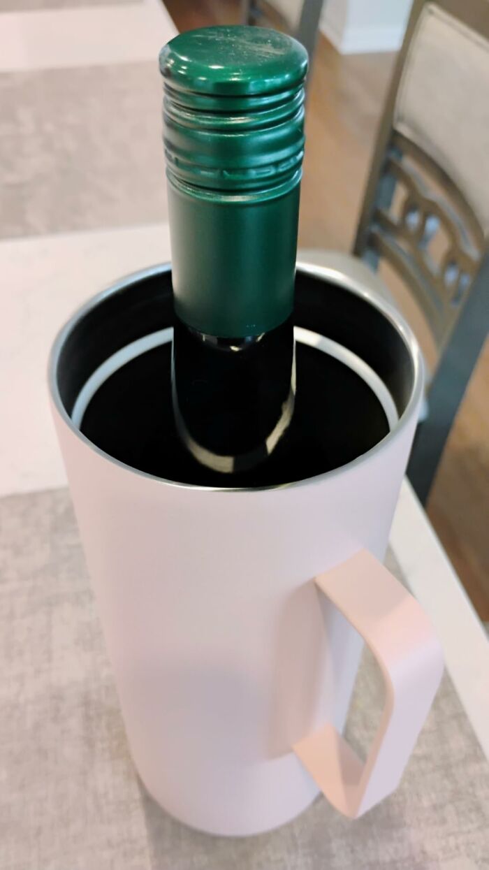 Wine bottle cooler mug as practical Father's Day gift to keep drinks cold