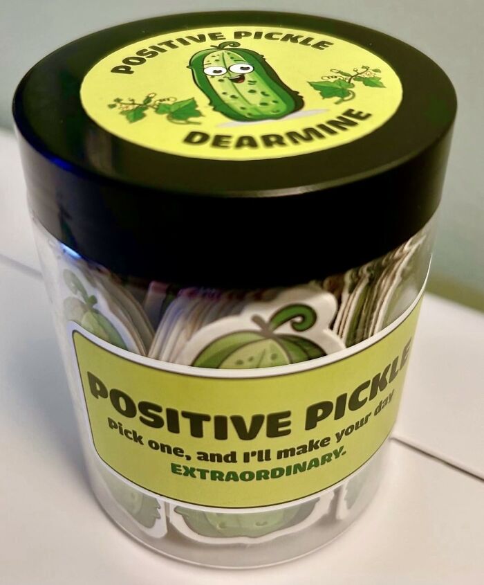 Positive Pickle sticker jar as a Father's Day gift