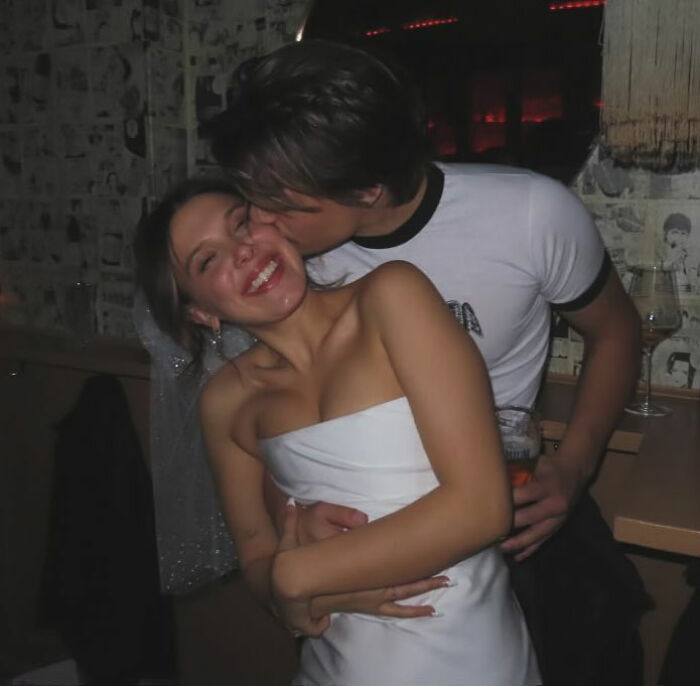 Jake Bongiovi kissing Millie Bobby Brown in affectionate moment