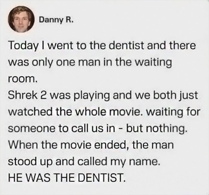 Funny 2000s nostalgic story about dentist and Shrek 2 movie