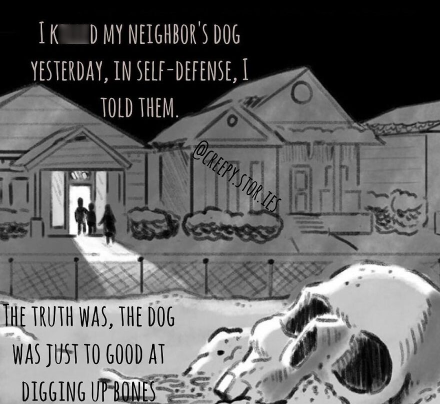 A terrifying fact, the skull in the foreground represents one of the horror stories that kept people awake at night.