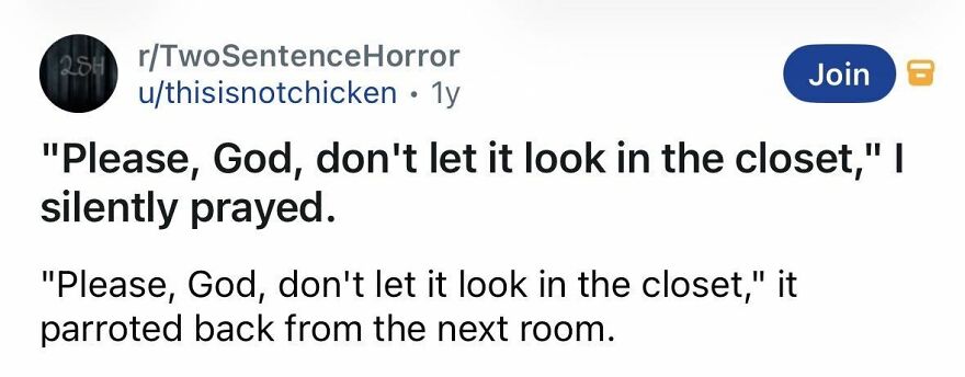 Short spine chilling horror story about praying not to be seen in the closet