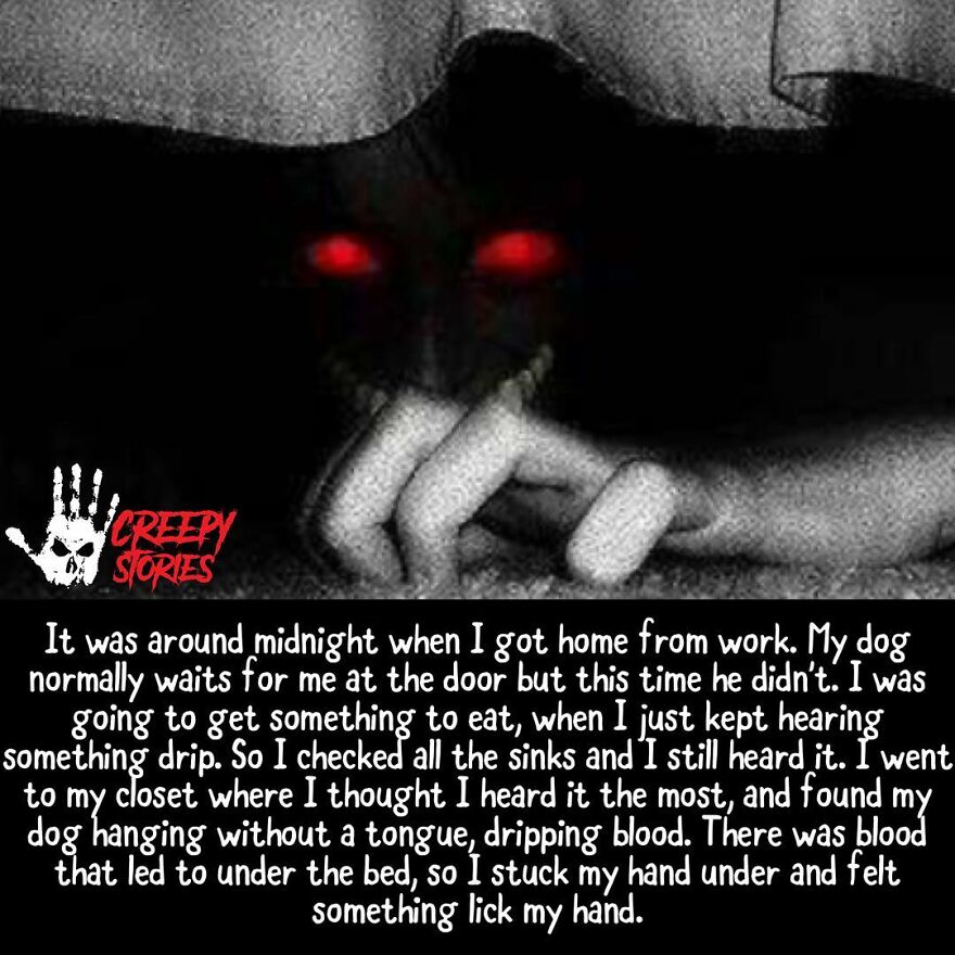 A frightening creature with red eyes and clawed hands under a bed, a terrifying horror story.