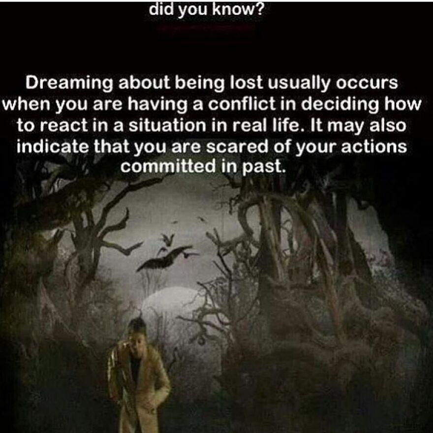 A figure in a dark, gnarled forest, representing a terrifying fact about dreams and conflict.