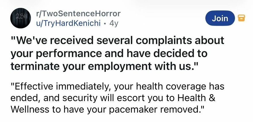 Spine chilling story of job termination with pacemaker removal