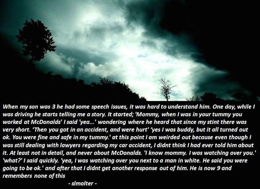 A chilling horror story: a child's unsettling memory of an accident, a terrifying fact that kept people awake at night.