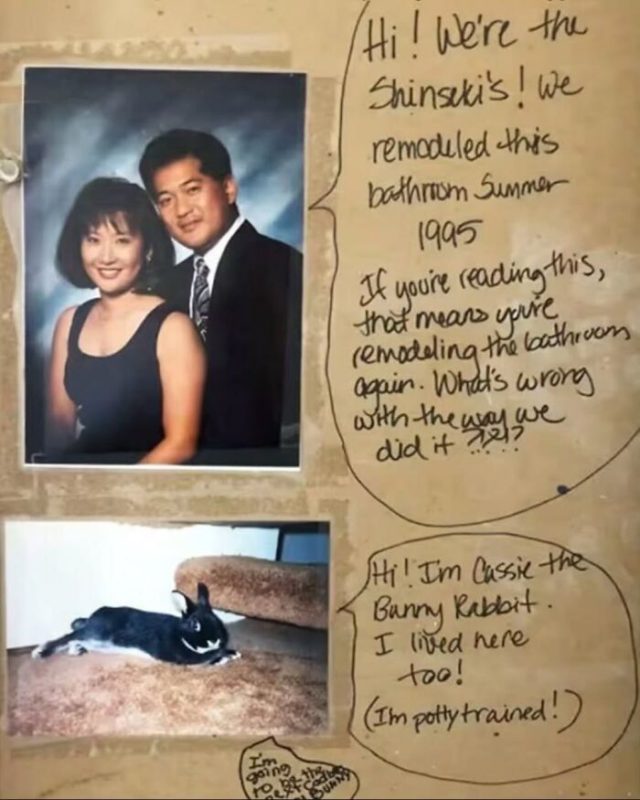 Couple Finds Hidden Note From Past Owners While Remodeling Their Bathroom