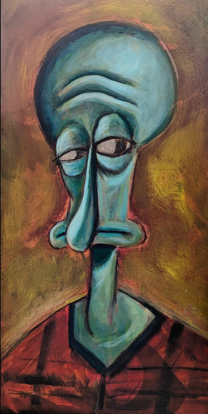 Artist Reimagines Squidward As The Star Of Classical Paintings (32 Pics)