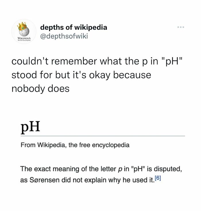 Wikipedia pH article about disputed meaning of letter p