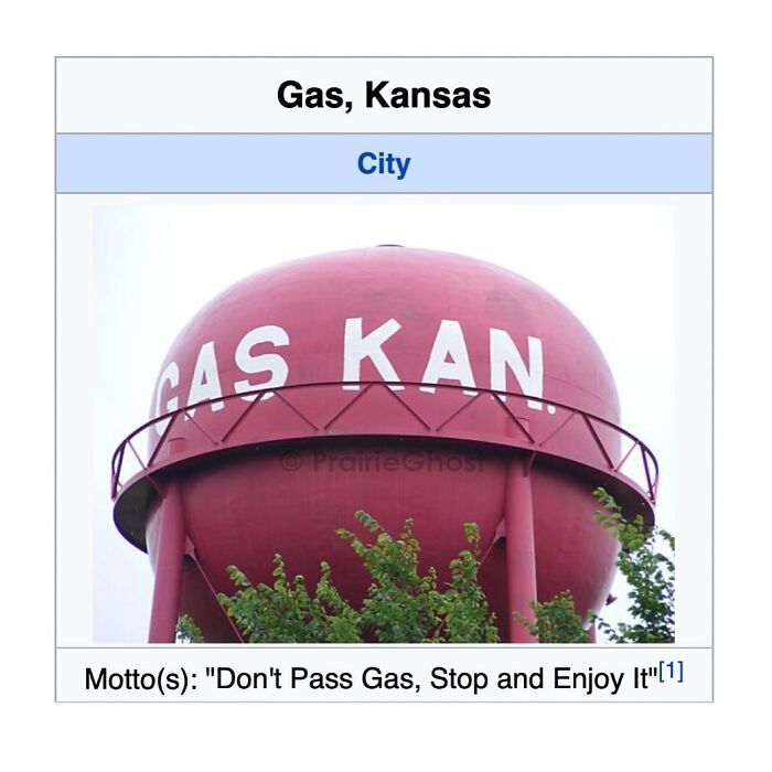 Water tower in Gas Kansas with slogan about enjoying gas
