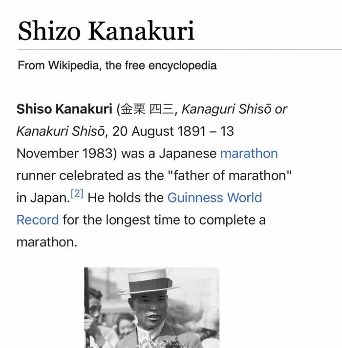 Shizo Kanakuri Japanese marathon runner with longest time to complete marathon