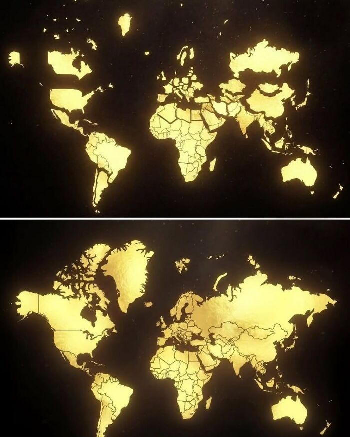 This Is A Map Of The World With Continents Shown In True Size