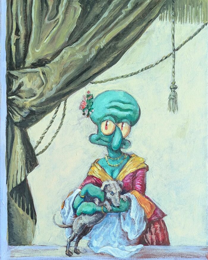 Artist Reimagines Squidward As The Star Of Classical Paintings (32 Pics)