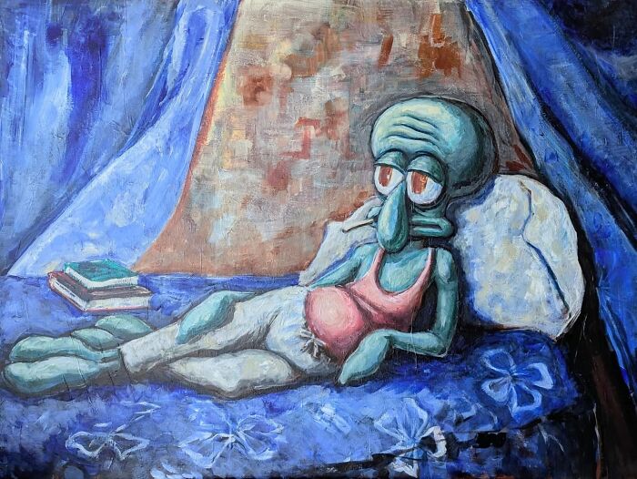 Artist Reimagines Squidward As The Star Of Classical Paintings (32 Pics)