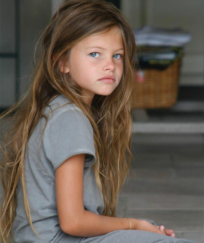 Young Thylane Blondeau, the 'most beautiful girl in the world,' gazes at the camera.