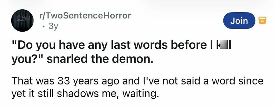 Spine chilling demon story with silence lasting 33 years