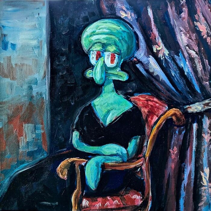 Artist Reimagines Squidward As The Star Of Classical Paintings (32 Pics)