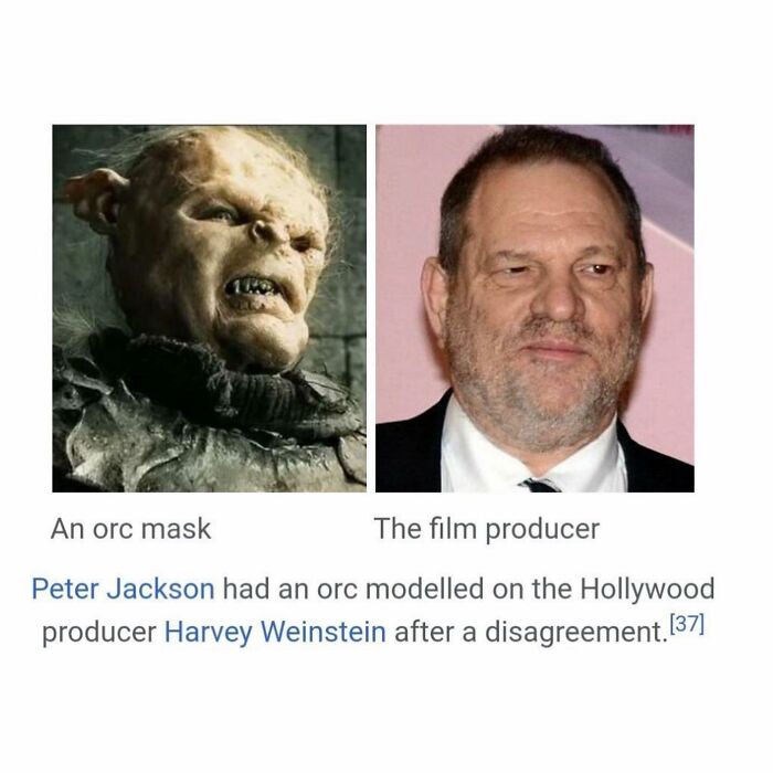Comparison of an orc mask and a film producer in a Wikipedia page about orc modeling