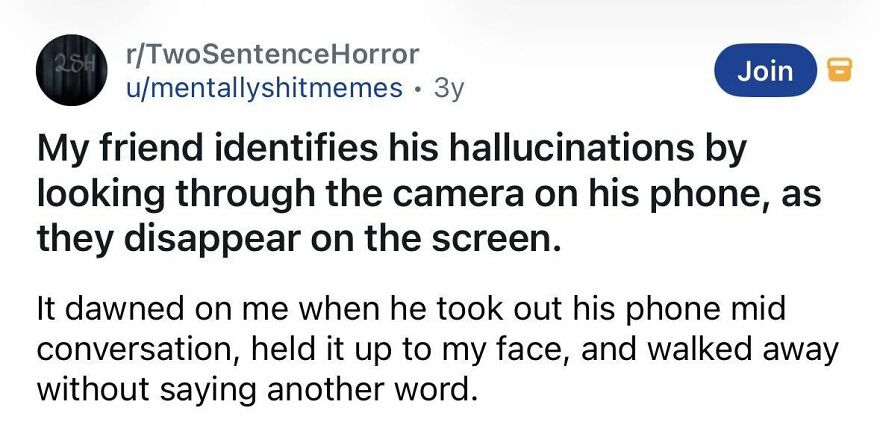 Short spine-chilling story of hallucinations disappearing through phone camera