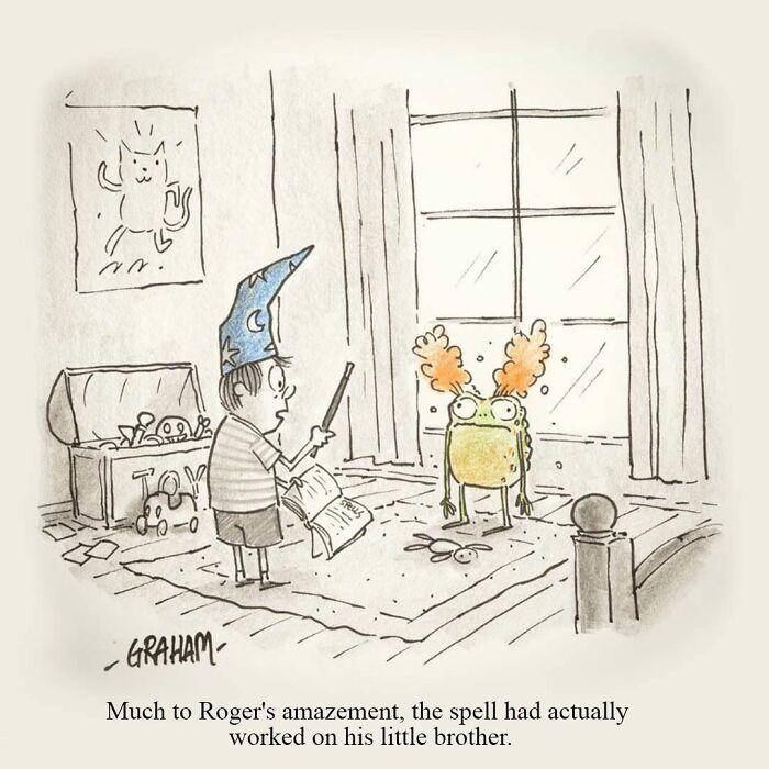Subtle humor comic of a boy casting a spell on his little brother with surprising results.