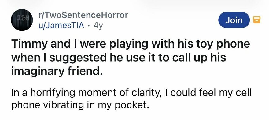 Spine-chilling short story about imaginary friend and phone vibration
