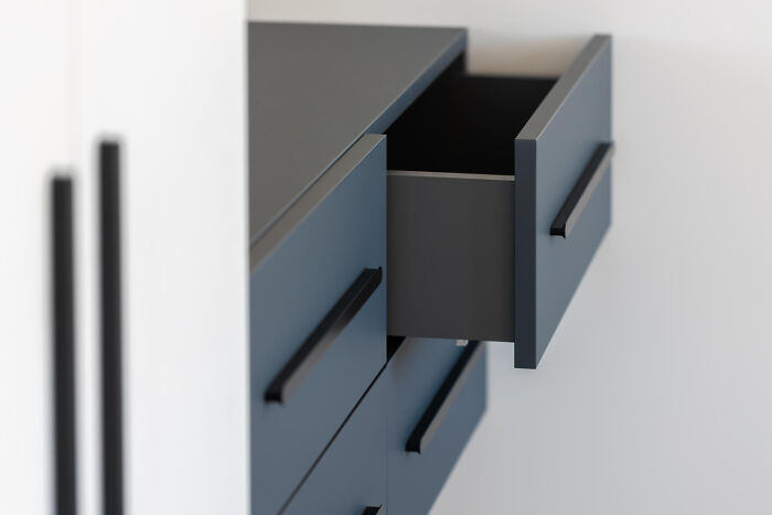 Open modern drawer in minimalist furniture design