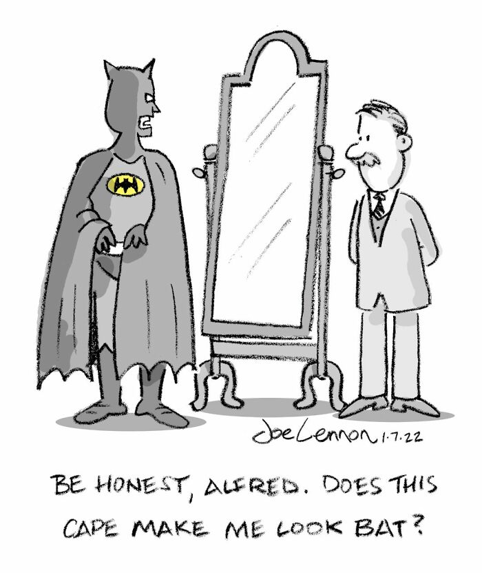 Comic with Batman asking Alfred if his cape makes him look like a bat in funny moments comic