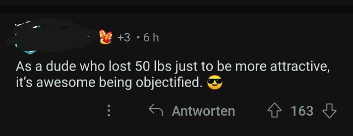 Comment on losing 50 lbs to be more attractive and feeling objectified