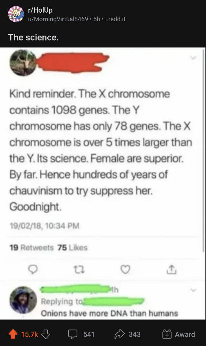 Text post discussing X and Y chromosomes with keyword attraction to minors