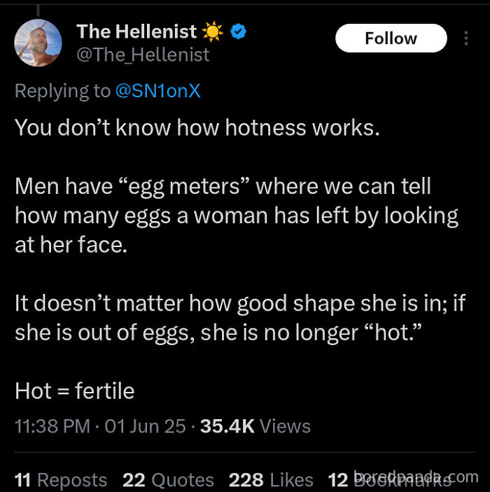 Tweet about men judging women's fertility with keyword attraction to minors