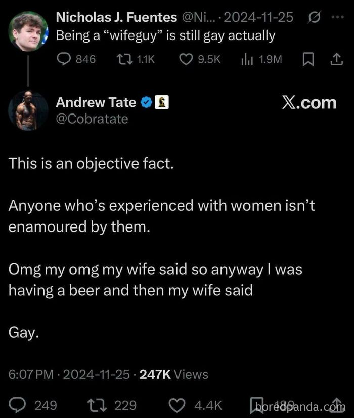 Screenshot of tweets discussing men's experience with women and masculinity