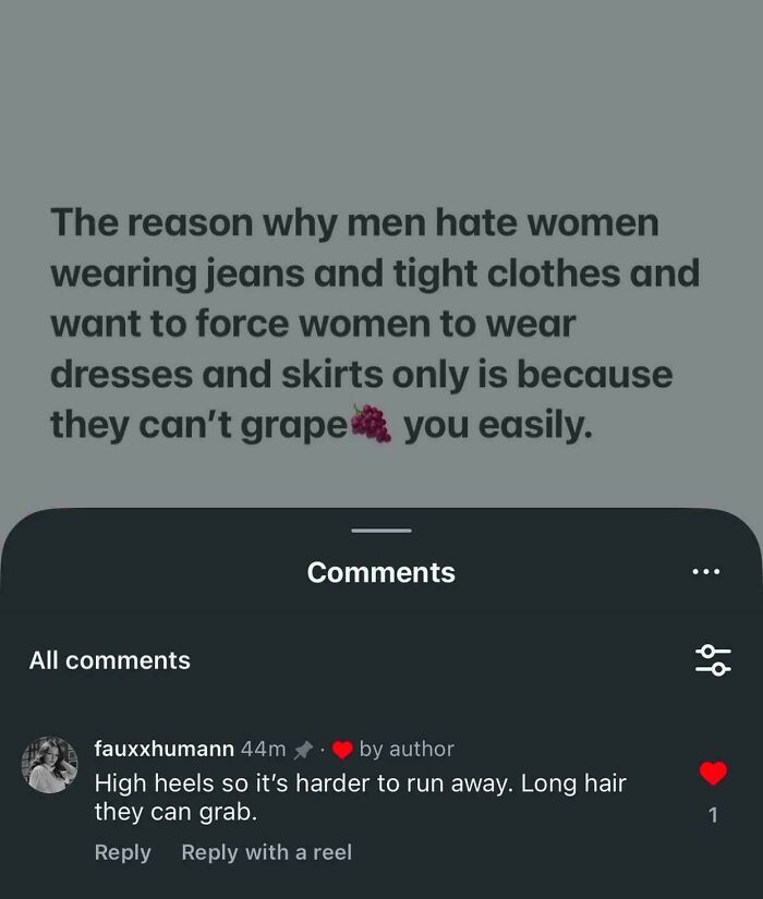 Post about men hating women wearing jeans to skirt them easily