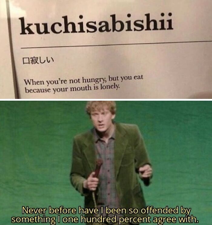 Memes about eating when not hungry because mouth is lonely meme