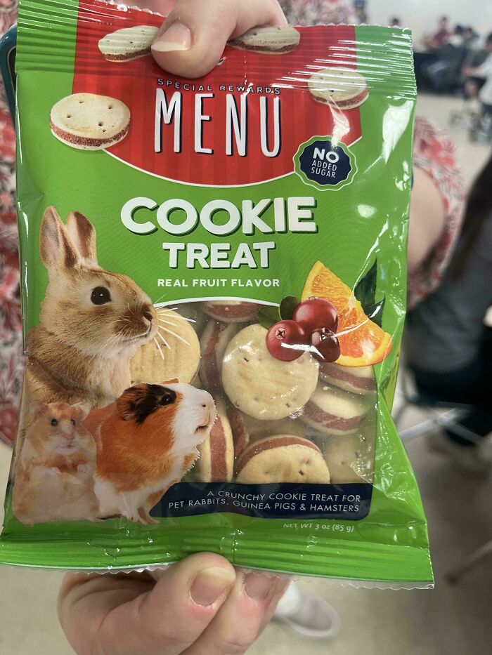 Cookie treat packaging featuring pets with surprise funny edible design