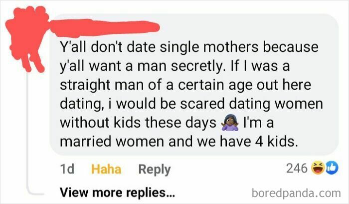 Comment about dating single mothers vs women without kids
