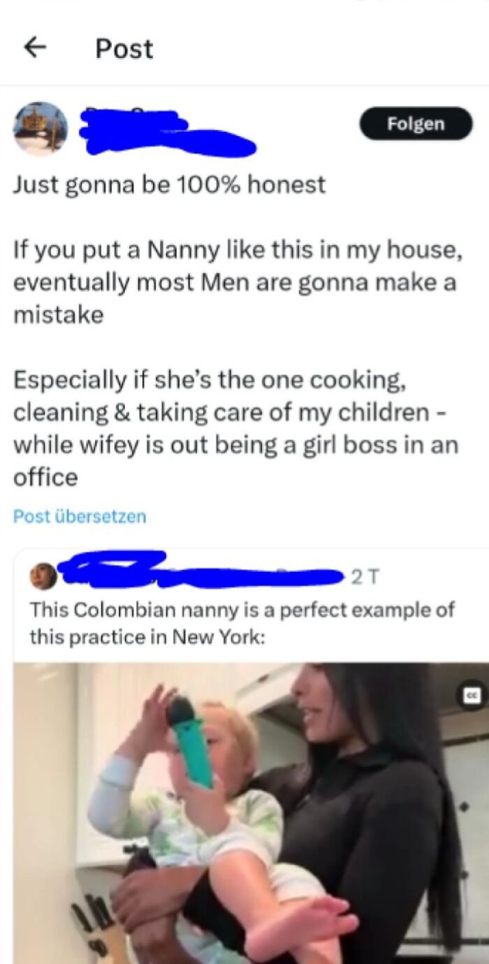 Controversial post about men and nannies attracting mistakes in homes with children