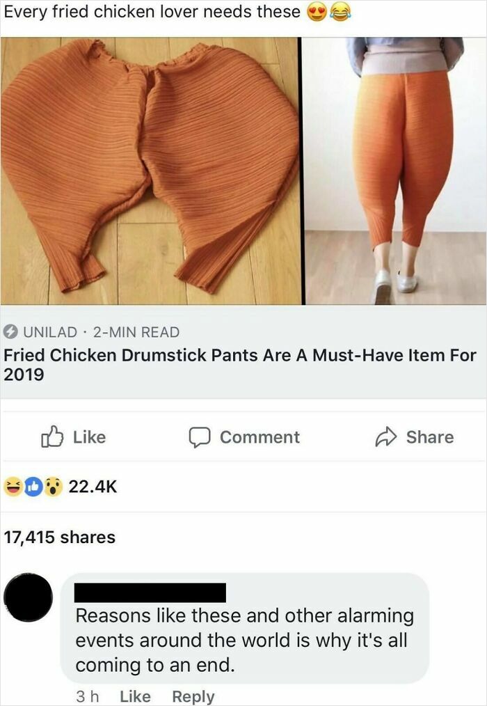 Fried chicken drumstick pants trending as a must-have fashion item