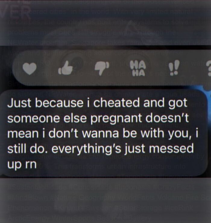 Cringe text message about cheating and relationship confusion