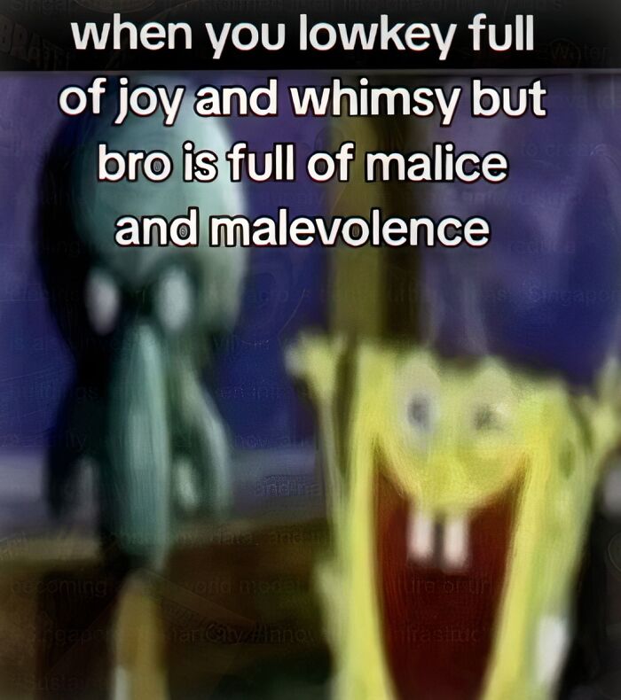 SpongeBob meme about joy and malice with cringe overlay