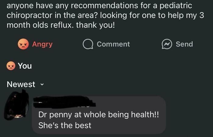 User asks for pediatric chiropractor recommendations for 3 month old reflux