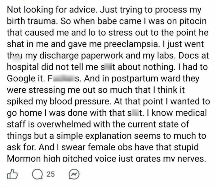 Parent processing birth trauma and hospital care experience