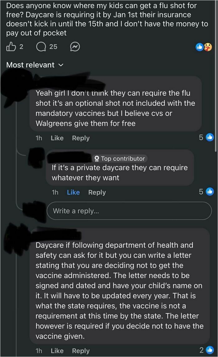 Parents debating where kids can get free flu shots for daycare requirements