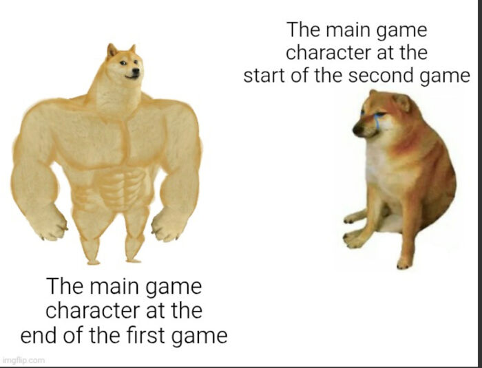 Comparison of main game character strength from first to second game