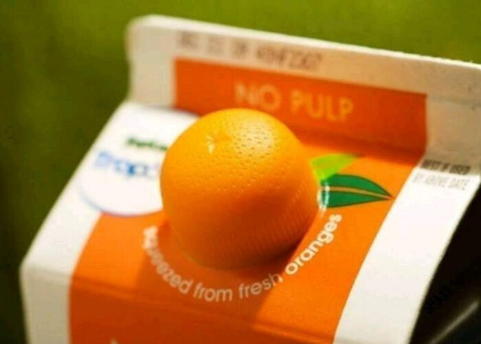 Creative orange juice packaging with orange-shaped cap