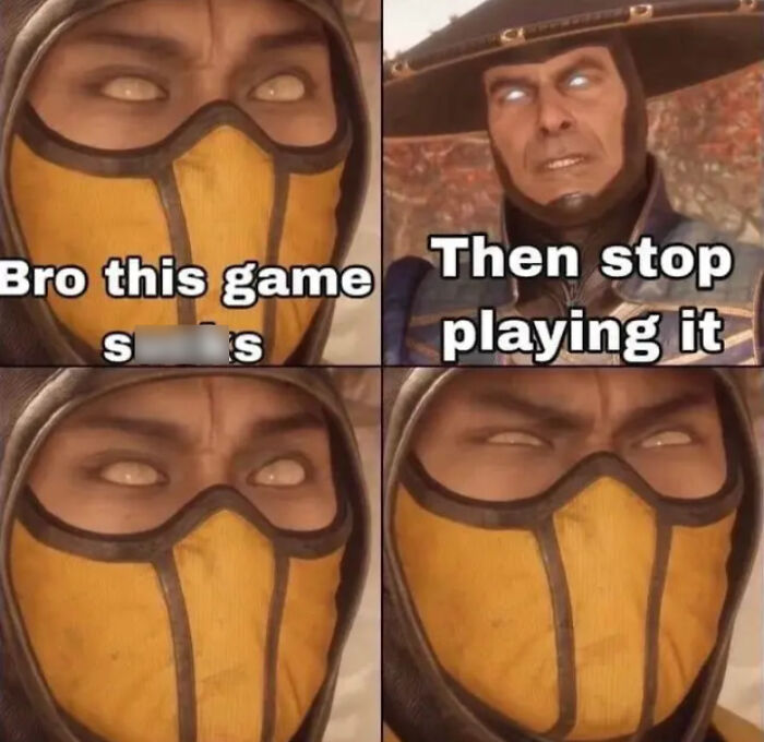 Mortal Kombat characters arguing about game quality gaming meme