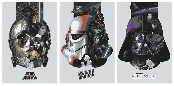 Star Wars trilogy helmets composed of characters creative art