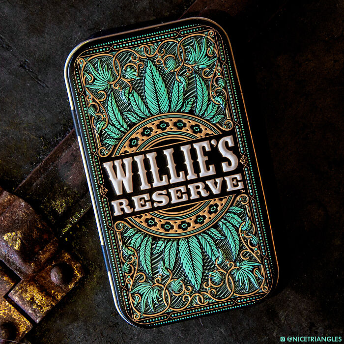 Creative packaging design for Willie's Reserve with intricate leaf patterns