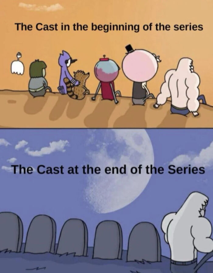 Gaming memes cast members at the beginning and end of the series comparison