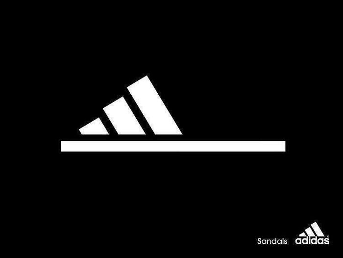 Adidas sandals logo cleverly designed as shoe silhouette